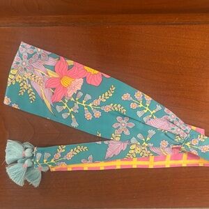 Macy's Floral Teal and Pink Hair Scarf